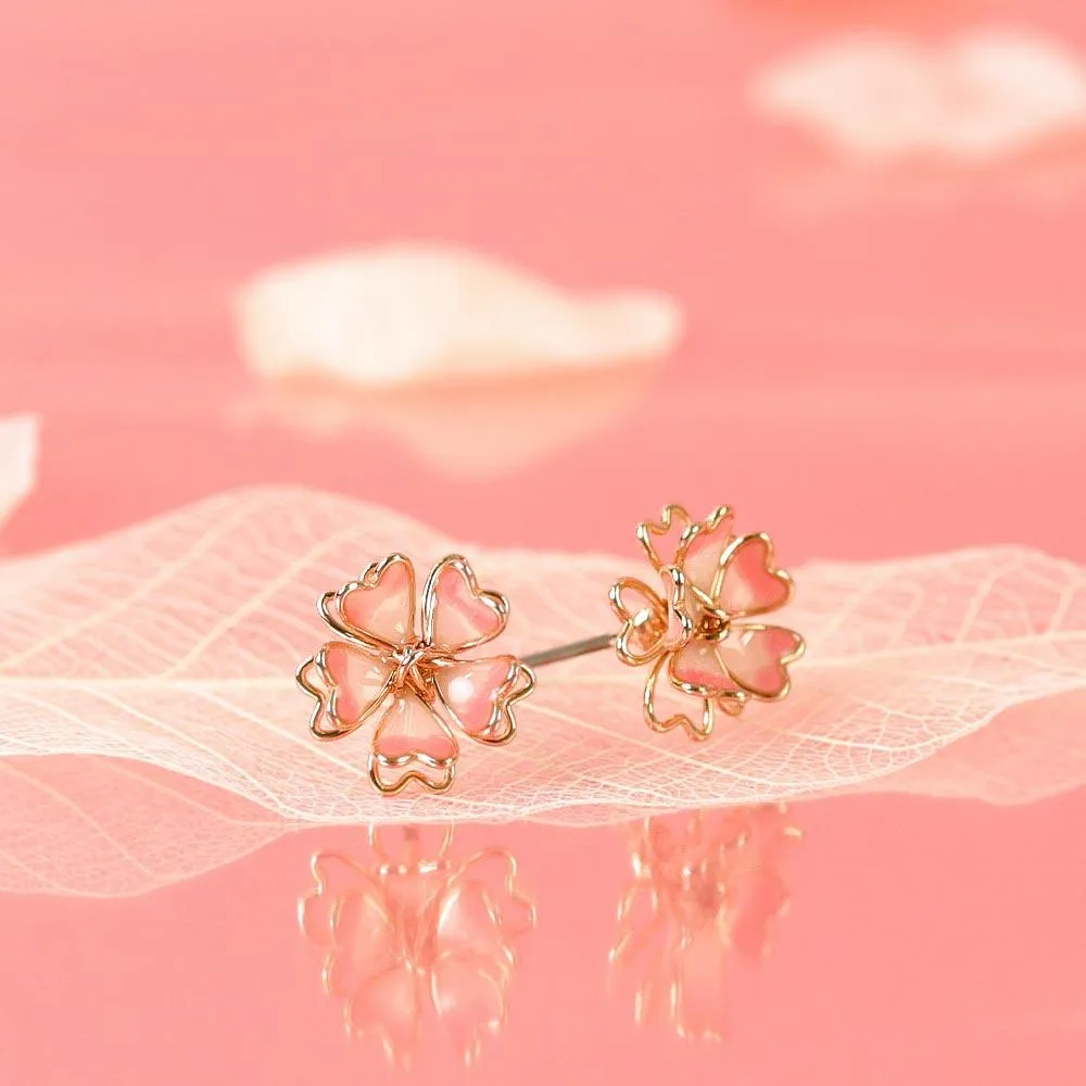 Cherry Blossom Sakura Single Flower Stud Earrings