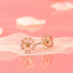 Cherry Blossom Sakura Single Flower Stud Earrings