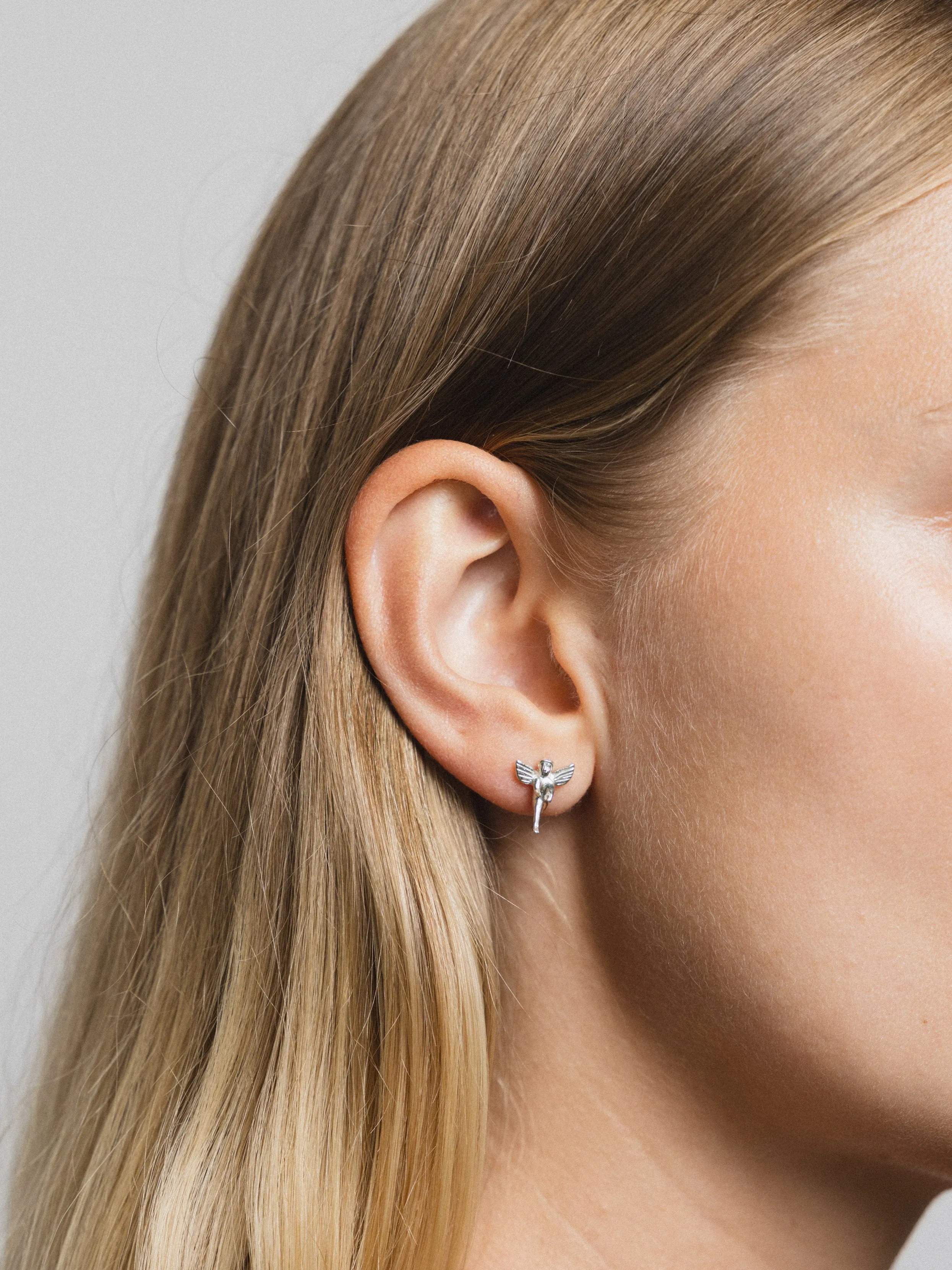 Cherub Charm Studs in Sterling Silver