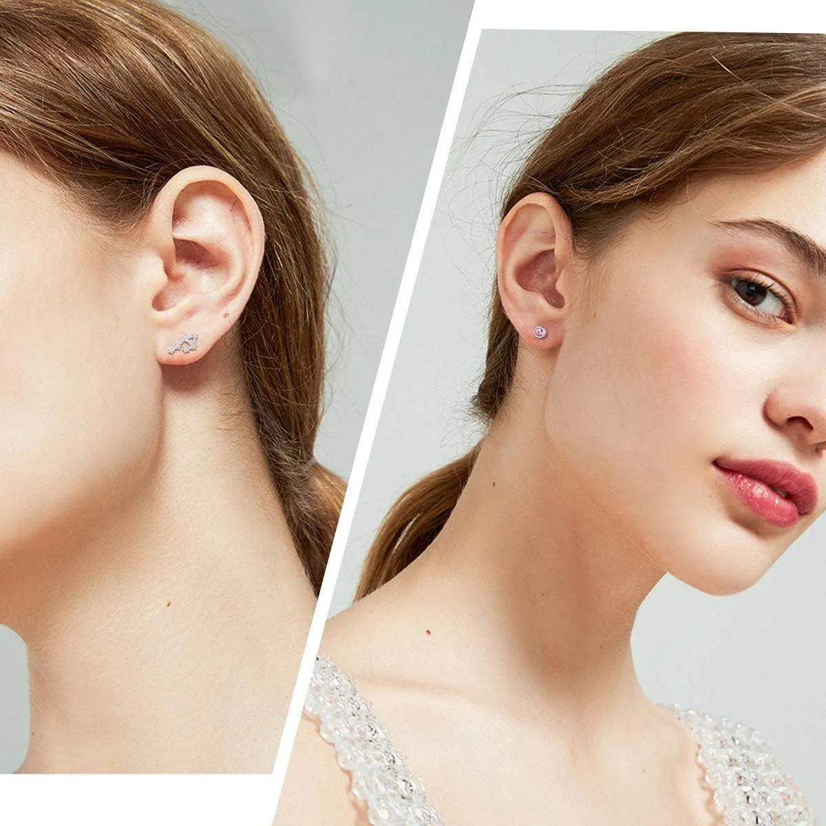 ChicSilver Zodiac Birthstone Asymmetrical Stud Earrings Hypoallergenic 925 Sterling Silver Constellation Earrings for Women(with Gift Box)