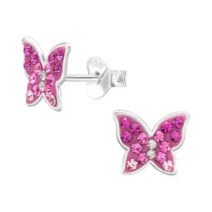 Children’s Sterling Silver Butterfly Pink Gradient Ear Stud