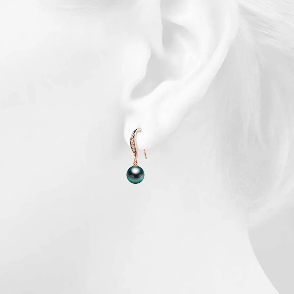Chivalry Pearl Drop Earrings Embellished with SWAROVSKI Crystal Iridescent Tahitian Look Pearls