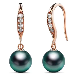 Chivalry Pearl Drop Earrings Embellished with SWAROVSKI Crystal Iridescent Tahitian Look Pearls