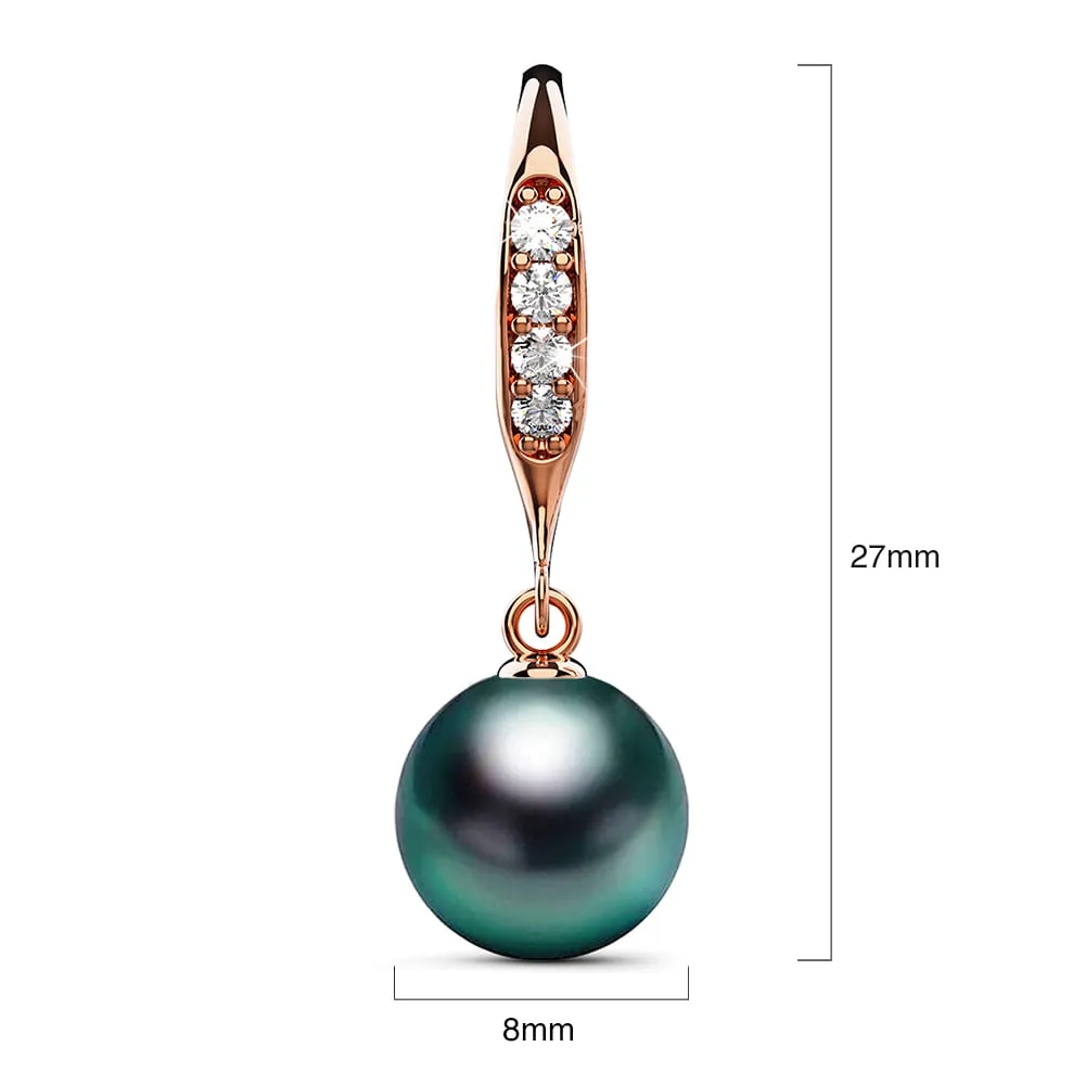 Chivalry Pearl Drop Earrings Embellished with SWAROVSKI Crystal Iridescent Tahitian Look Pearls