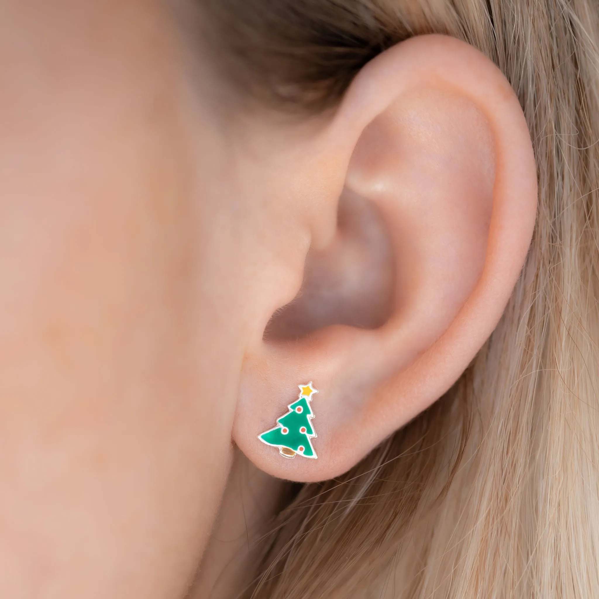 Christmas Tree Sterling Silver Earrings