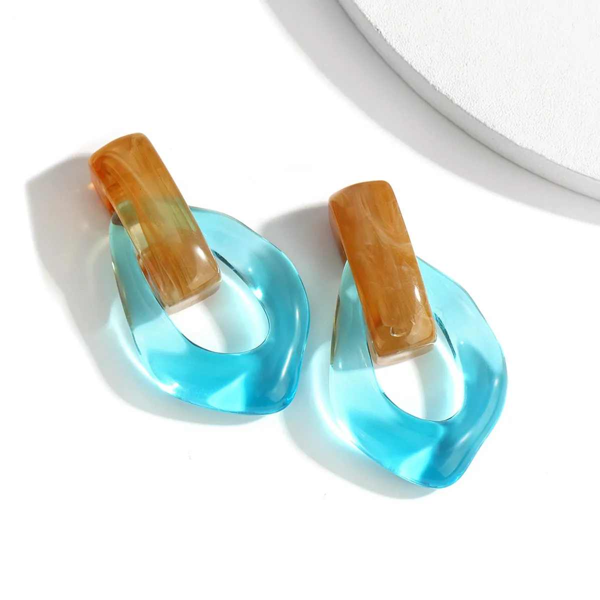 Chunky Clear Resin Colorful Earrings