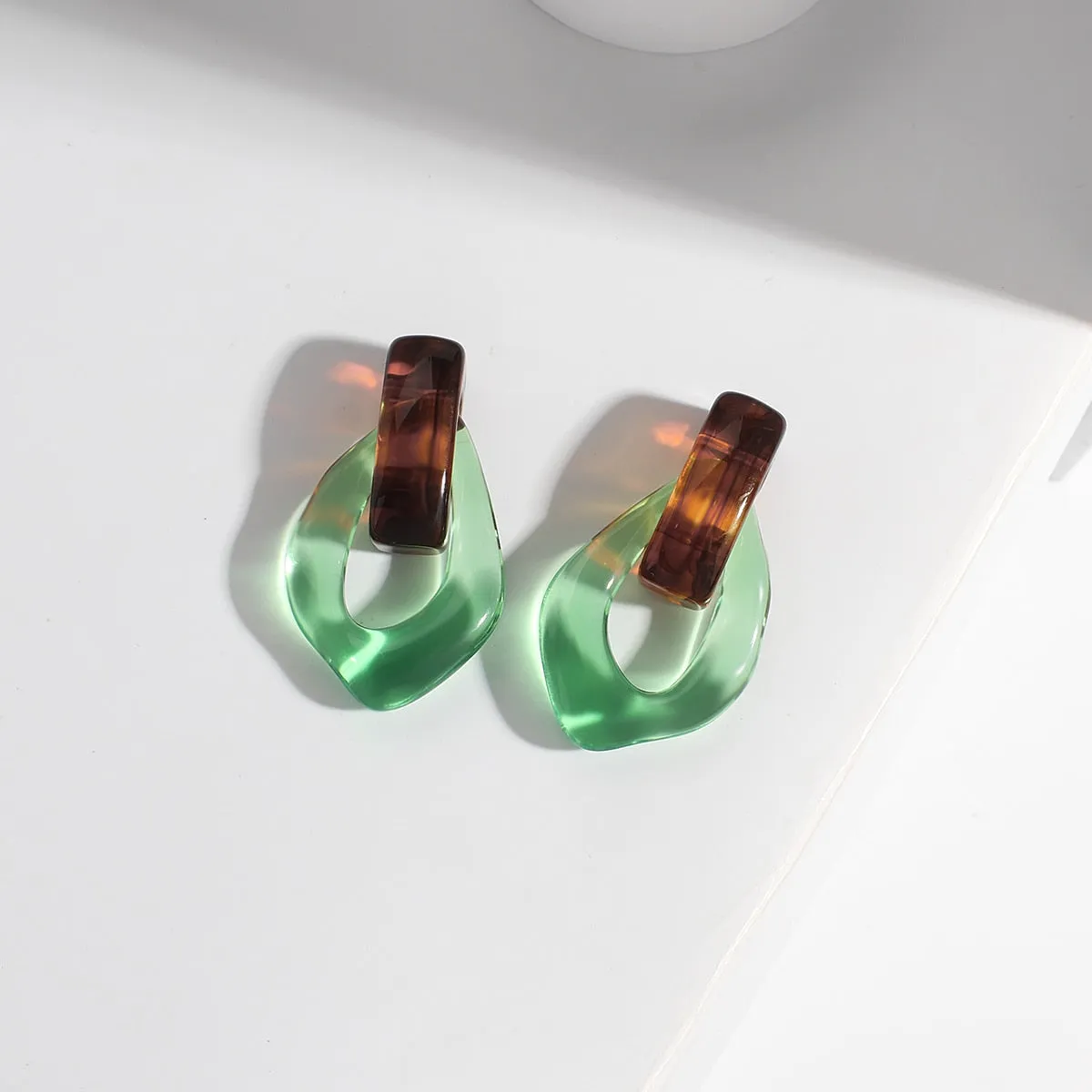 Chunky Clear Resin Colorful Earrings