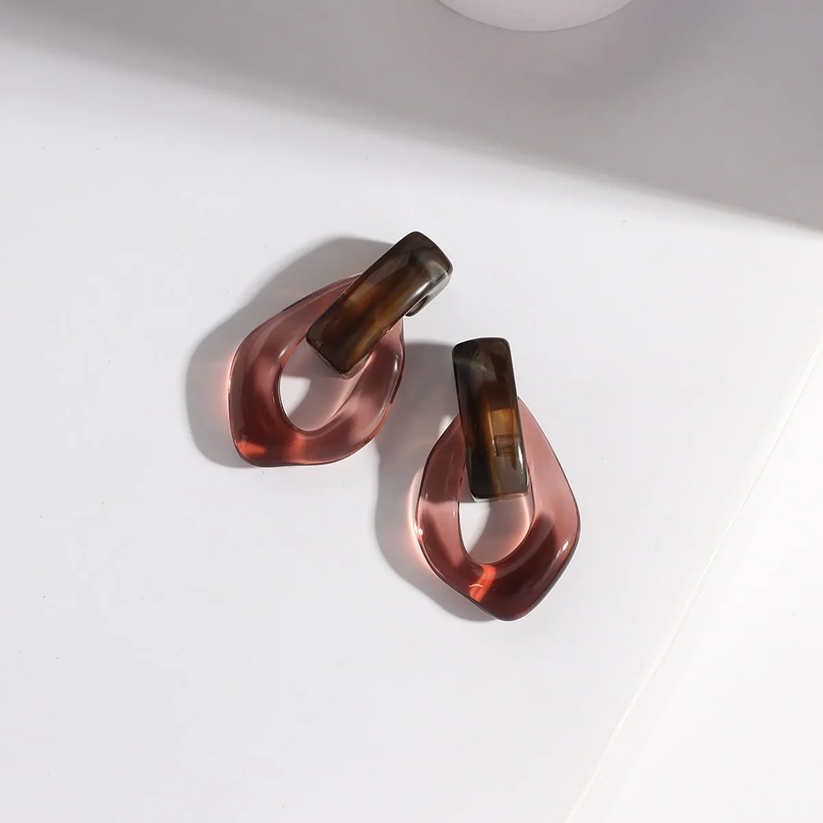 Chunky Clear Resin Colorful Earrings