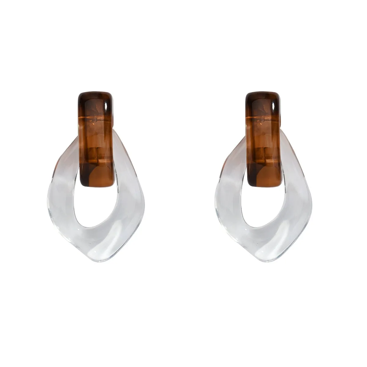 Chunky Clear Resin Colorful Earrings