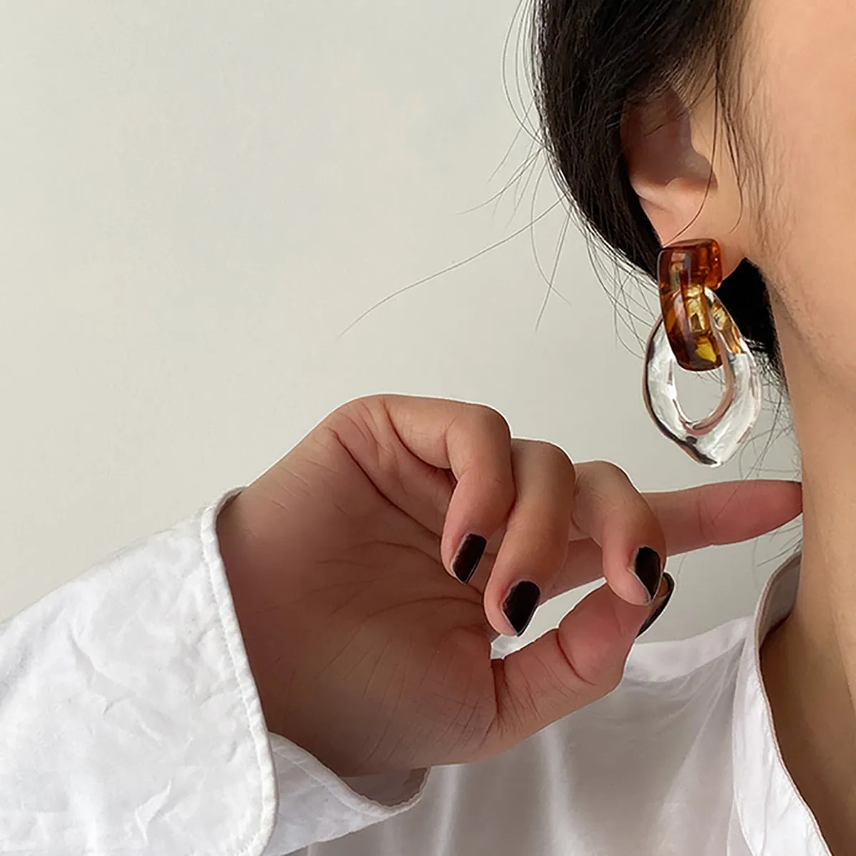 Chunky Clear Resin Colorful Earrings