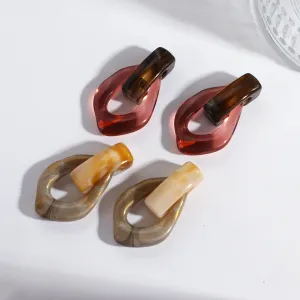 Chunky Clear Resin Colorful Earrings