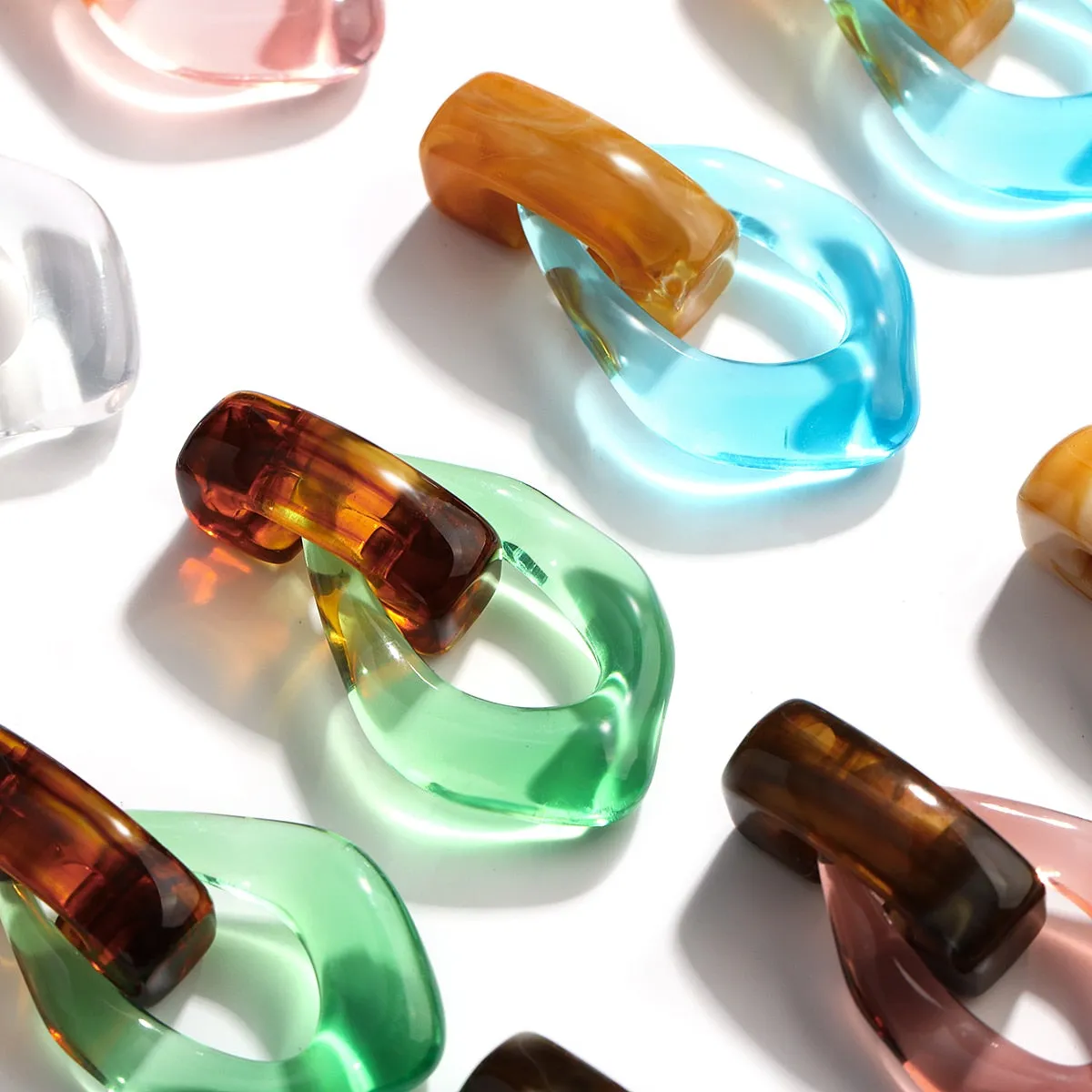 Chunky Clear Resin Colorful Earrings