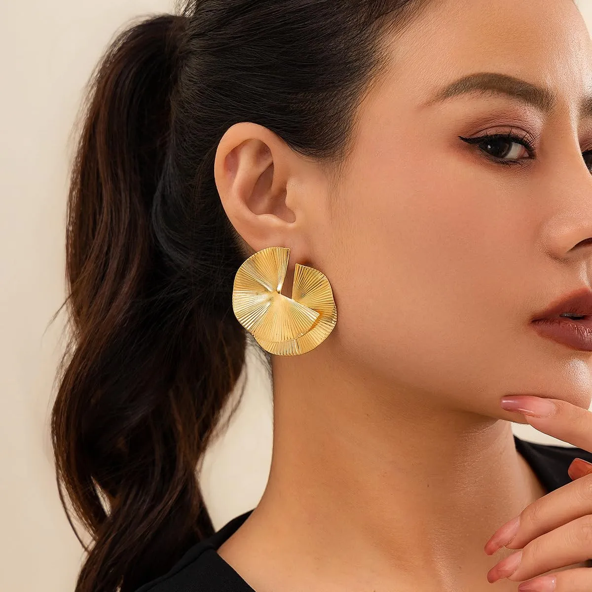 Chunky Gold & Silver Spiral Earrings - Trendy Large Geometric Fashion Statement Earrings