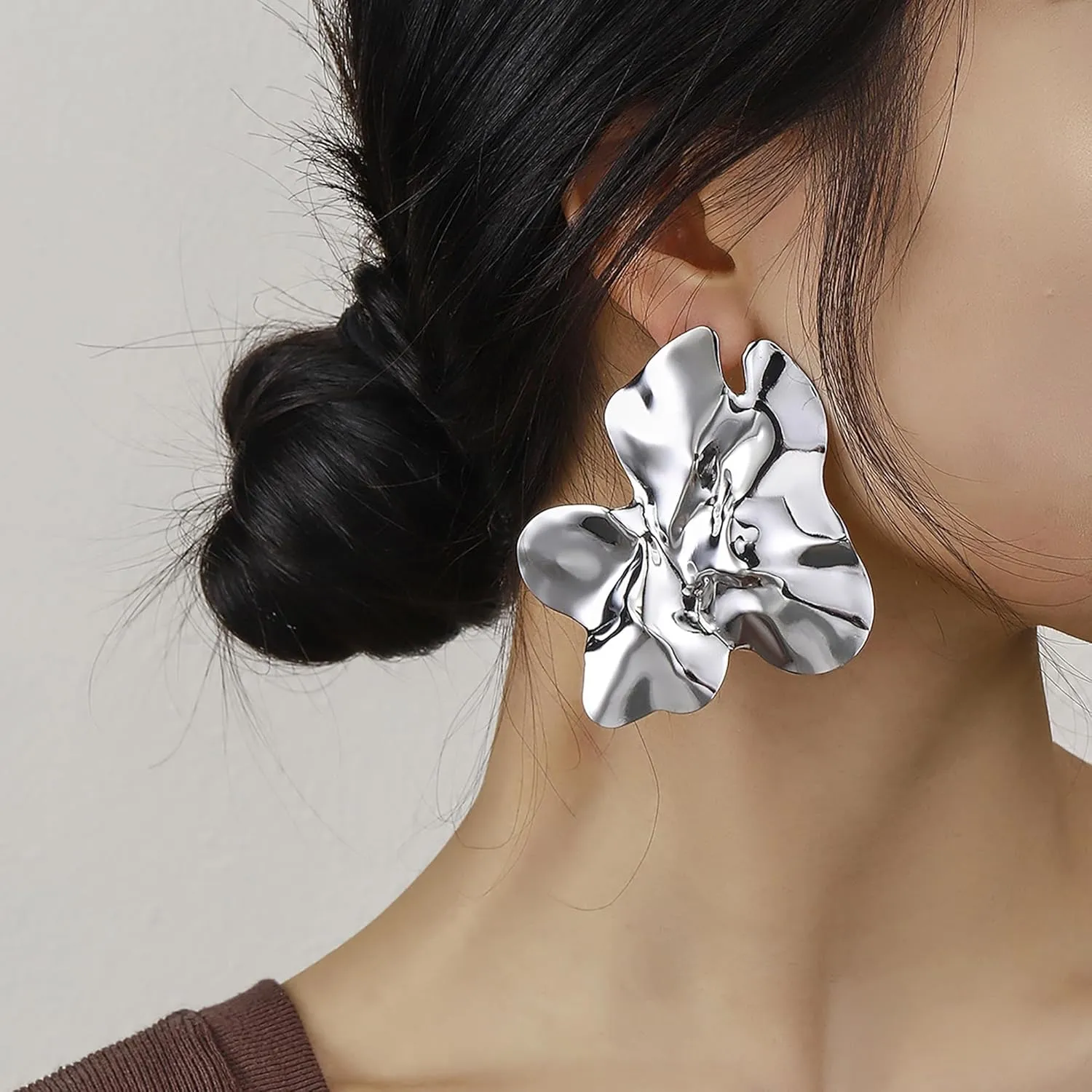 Chunky Gold Geometric Statement Earrings - Big, Large Gold Earrings for Women - Prom Jewelry