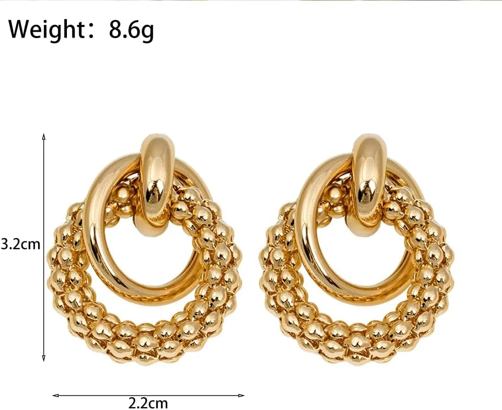 Chunky Gold Knotted Drop Dangle Earrings for Women Minimalist Silver Geometric Large Metal Link Dangling Earrings Trendy Statement Jewelry Gifts