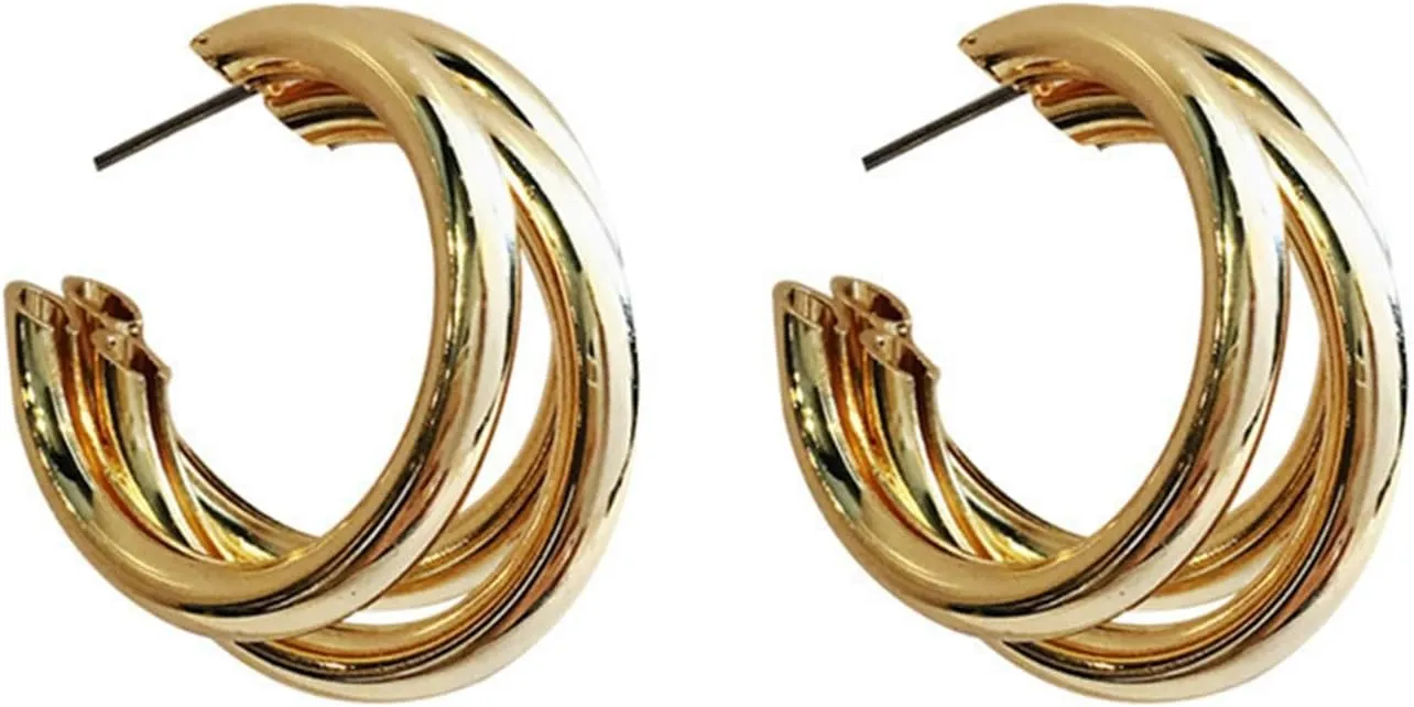 Chunky Gold Statement Earrings for Women,Sterling Sliver Posts Dangle Earrings Mothers Day Valentines Day Trendy Jewelry Gift