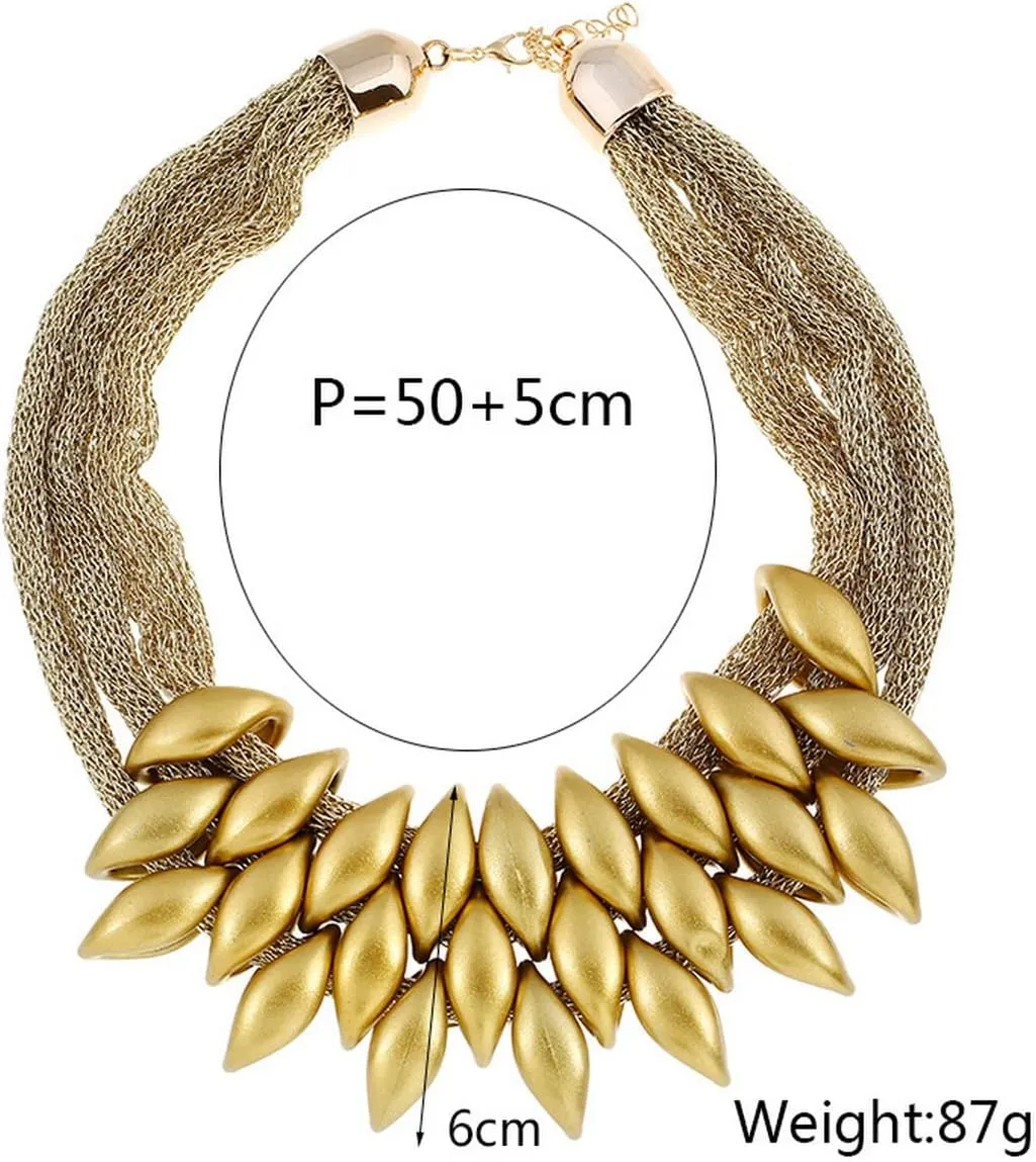 Chunky Layered Tassel Choker Jewelry Sets for Women,African Bib Tribal Collar Necklace,Huggie Hoop Circle Earrings and Shiny Cubic Zirconia Bracelet,3pcs Statement Fashion Trendy Jewelry Gifts