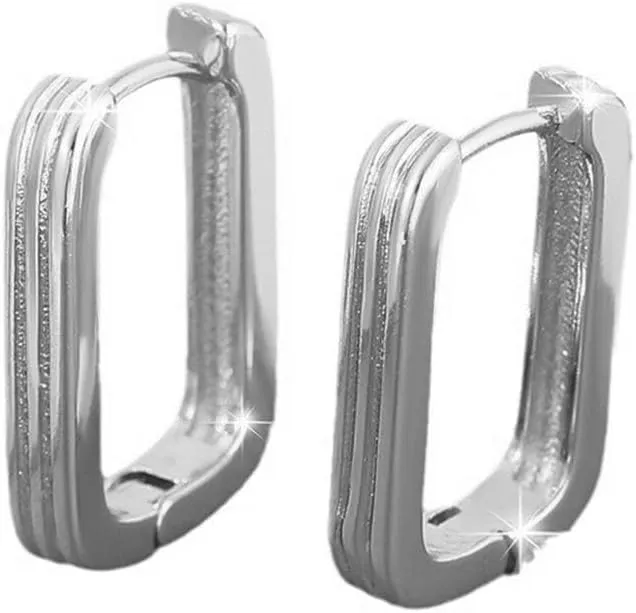 Chunky Silver Rectangle Earrings Gold Square Hoop Earrings Geometric Minimalist Rectangle Hoops Earrings