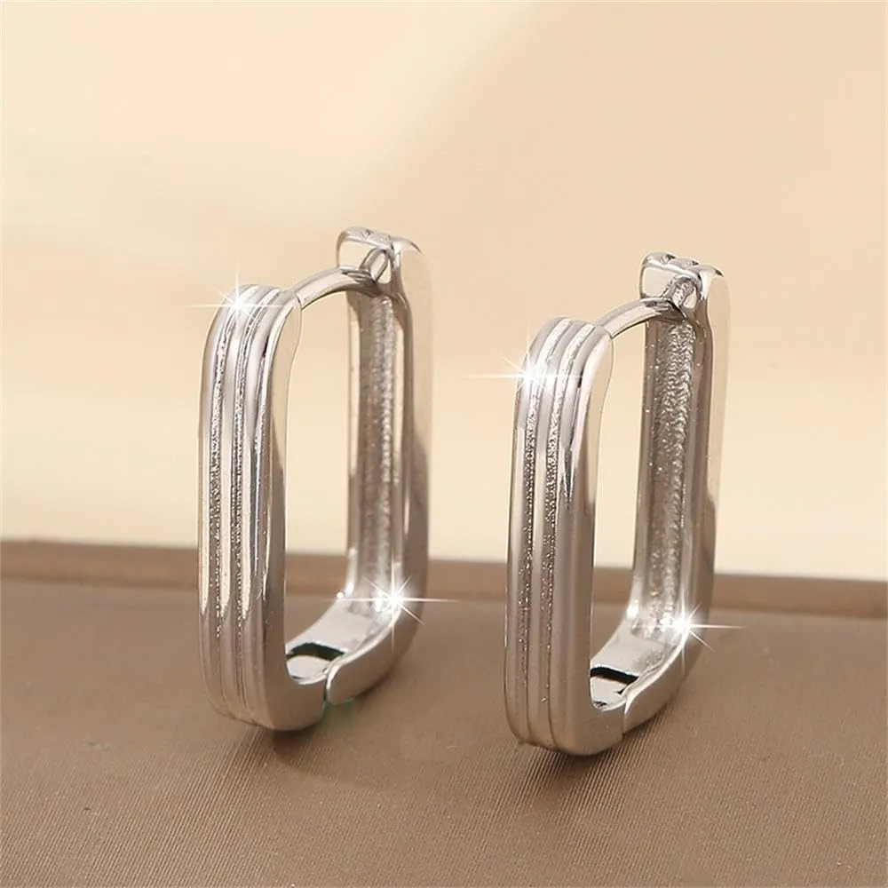 Chunky Silver Rectangle Earrings Gold Square Hoop Earrings Geometric Minimalist Rectangle Hoops Earrings