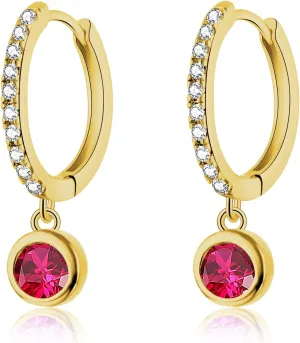 CiNily Small Dangle Hoop Earrings for Women Girls,14K White Gold Mini Huggie Hoop Earrings Hypoallergenic Diamond Drop Earrings Dainty Cute Cubic Zirconia Dangle Hoops Jewelry Gifts