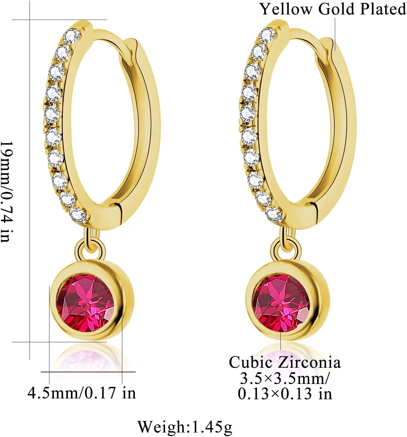 CiNily Small Dangle Hoop Earrings for Women Girls,14K White Gold Mini Huggie Hoop Earrings Hypoallergenic Diamond Drop Earrings Dainty Cute Cubic Zirconia Dangle Hoops Jewelry Gifts