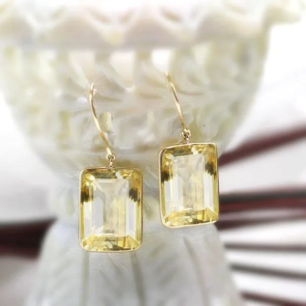 Citrine Emerald Cut Earrings