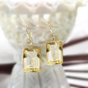 Citrine Emerald Cut Earrings