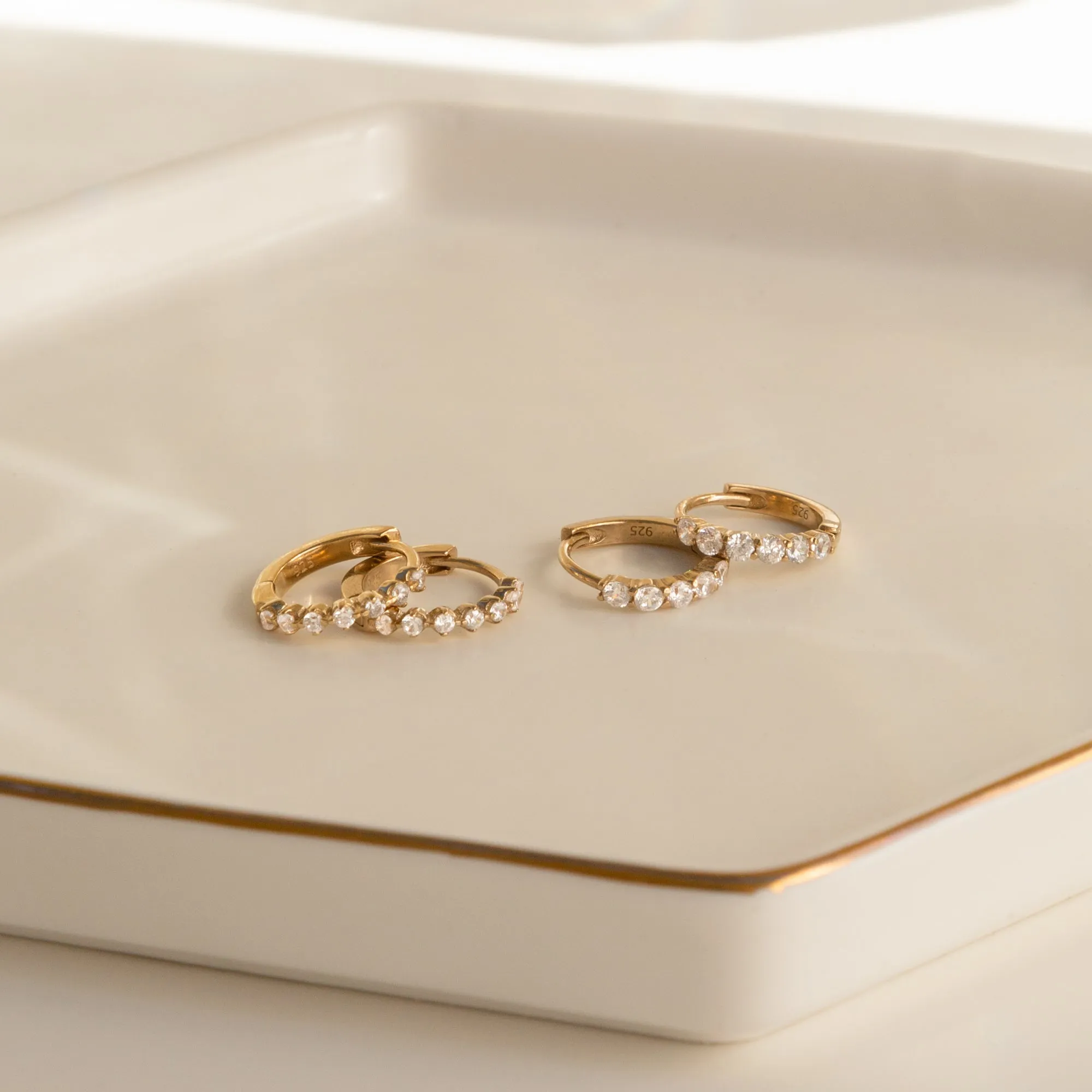Classic CZ Huggie Hoop Earrings