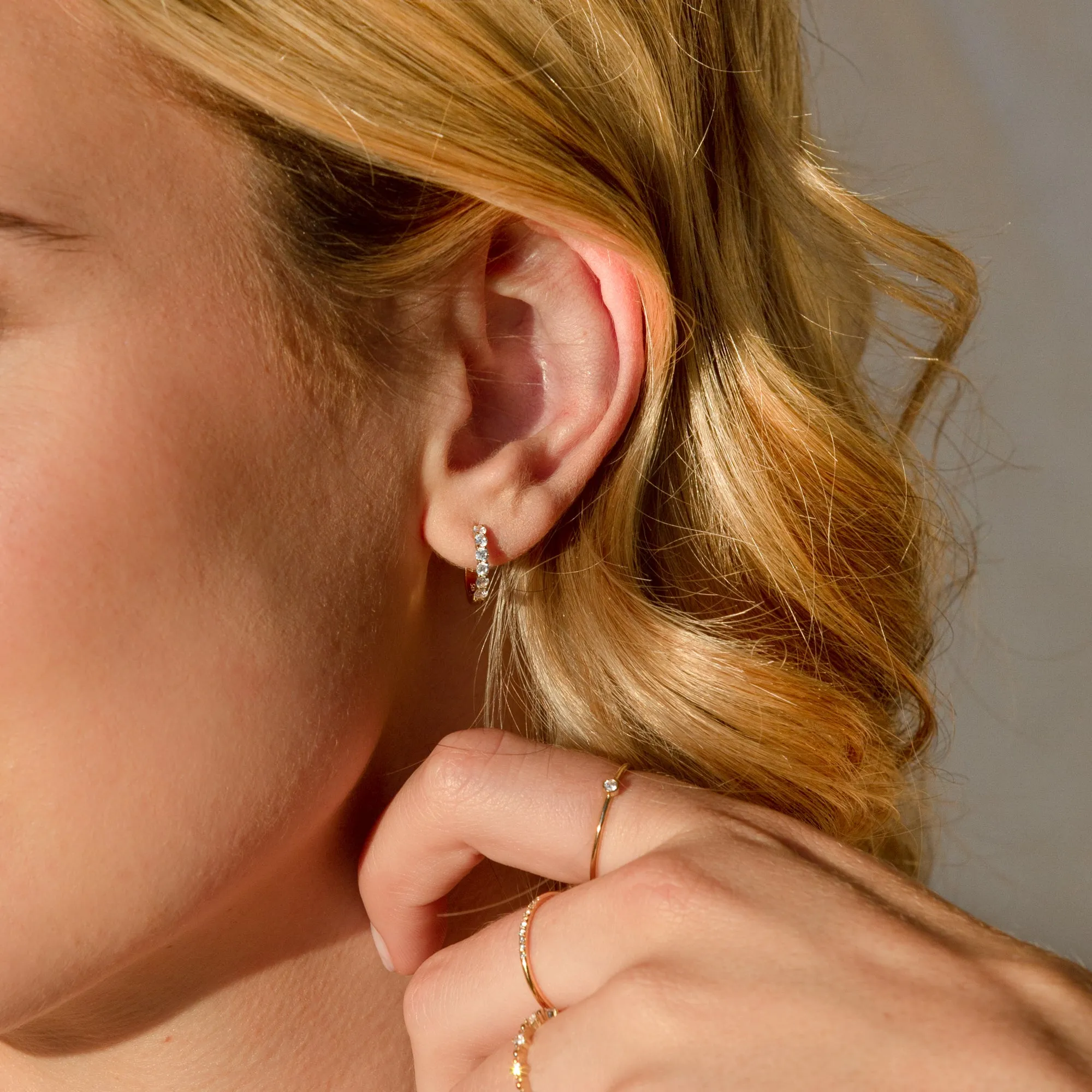 Classic CZ Huggie Hoop Earrings