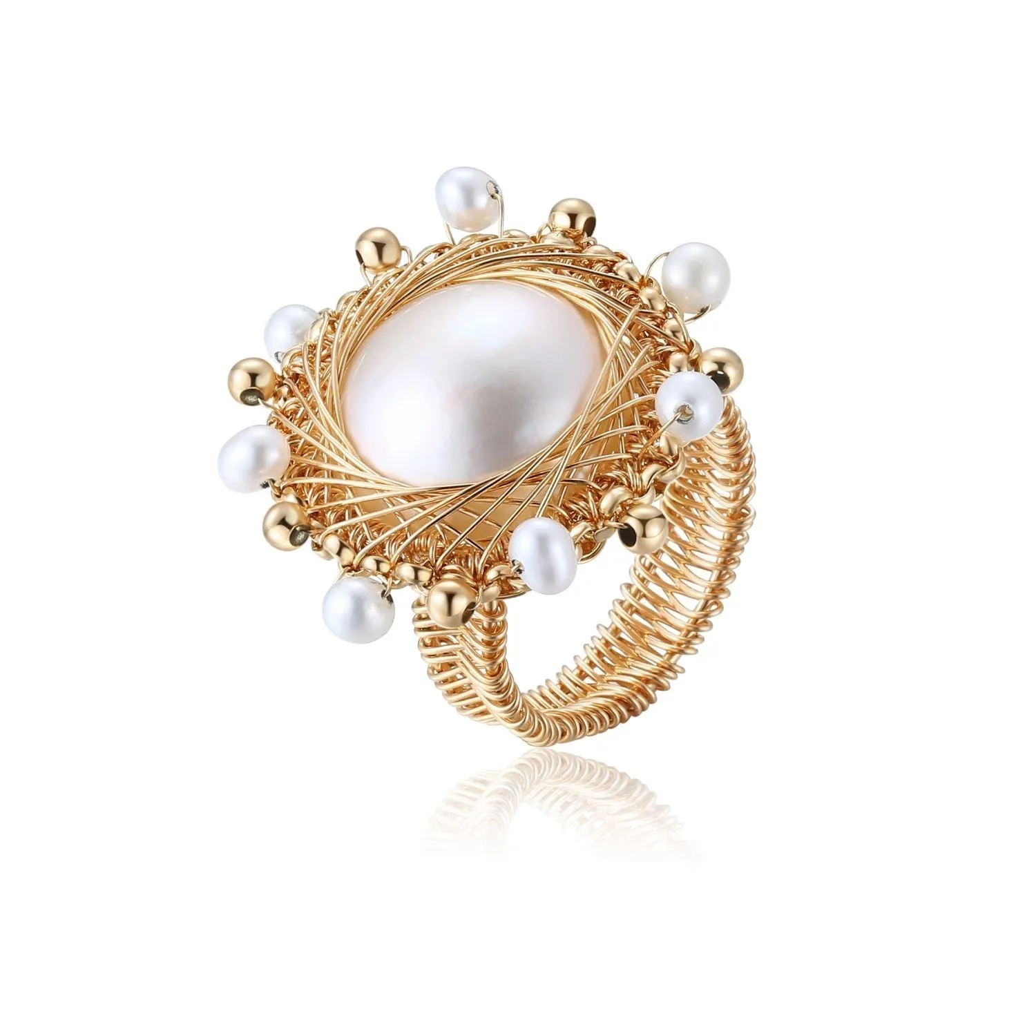 Classic Filigree Series Princess Lace Seawater Mabe Open Ring