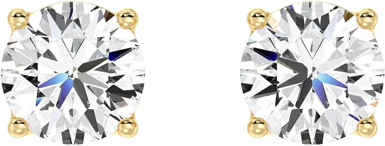 Classic Round Cut Lab-Grown Diamond Stud Earring in 14K Solid Gold (EF Color, VS Clarity)