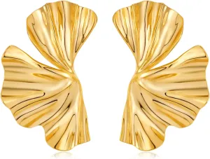 CLASSYZINT Gold Floral Earrings for Women Boho Hypoallergenic Jewelry 4 Styles 3D Flower Studs Everyday Elegant Earrings for Sensitive Ears