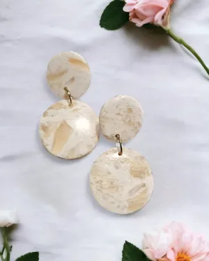 Clear Agate Clay Double Drop Earrings