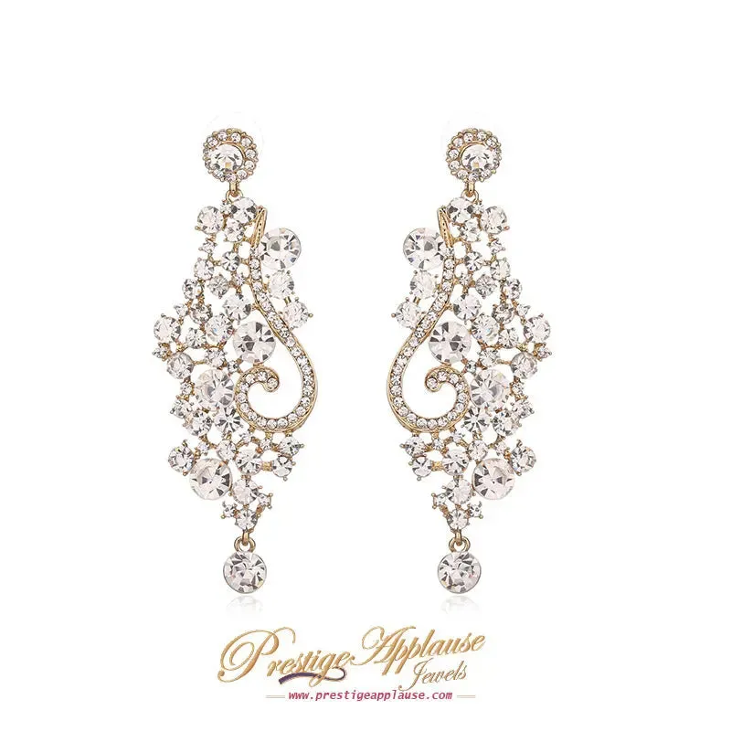 Clear Royal Crystal Statement 18K Gold Plated Earring