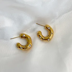 CLEO Chunky Gold Hoop Crystal Earrings