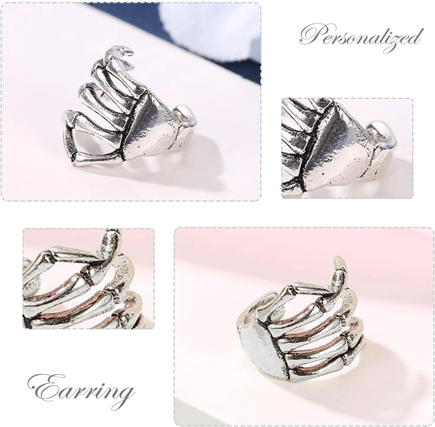 Clip on Hoop Earrings Punk Clip Spine Hand Ear Ears Earrings Clip Personality Ear Style No Pierced Earrings Quirky Rings