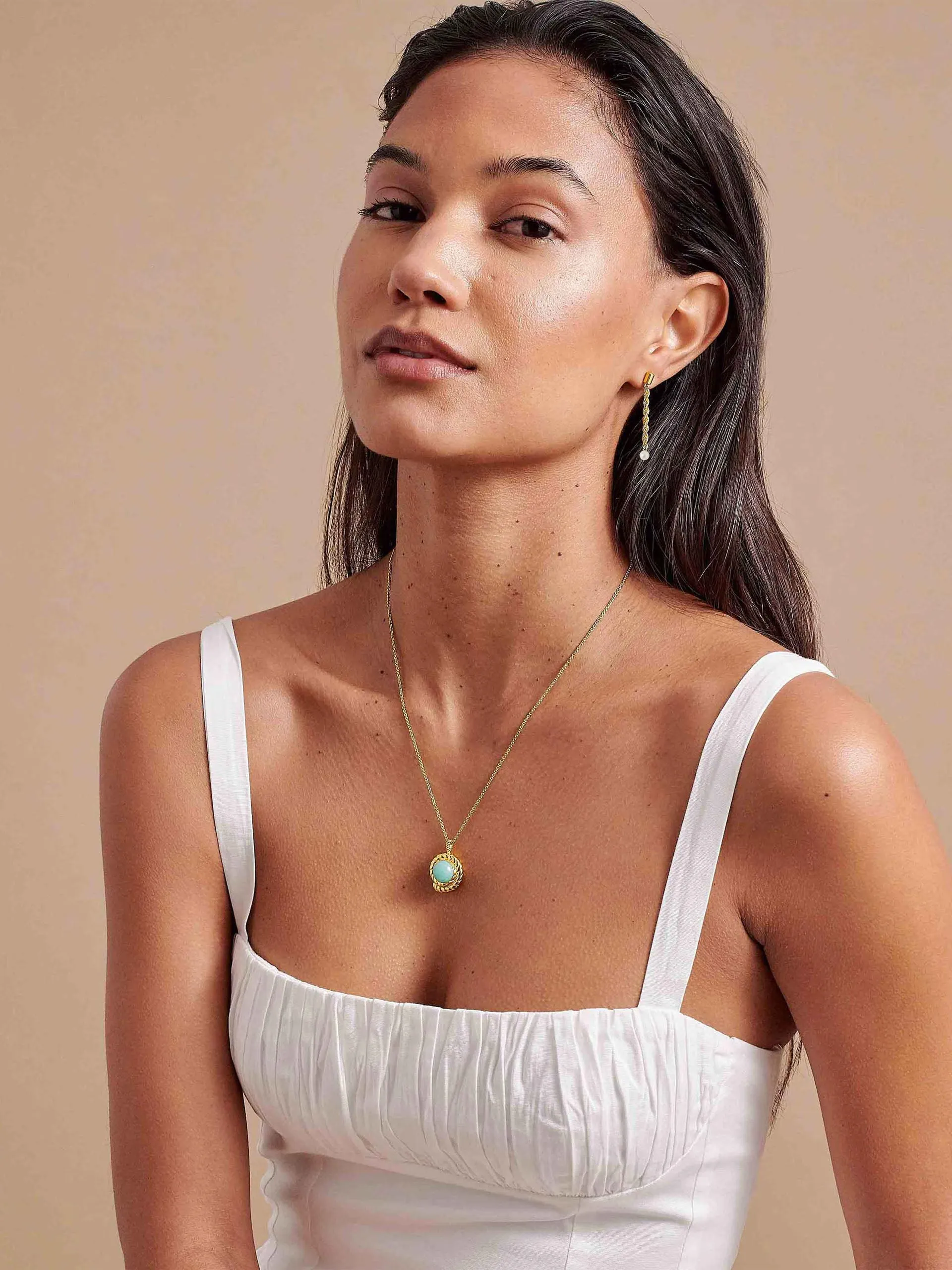 Coastal rope drop pearl earrings