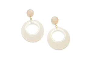 Coconut Fakelite Drop Hoop Earrings