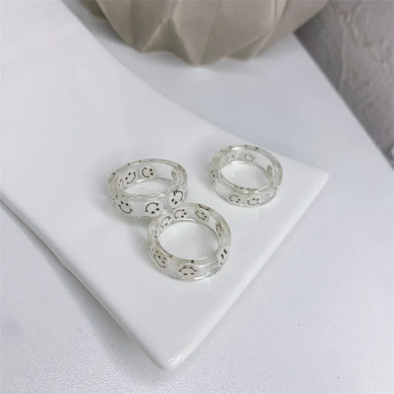 Colorful Acrylic Resin Smiley Love Finger Ring