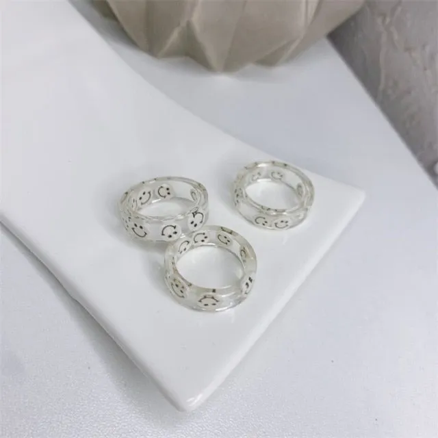 Colorful Acrylic Resin Smiley Love Finger Ring