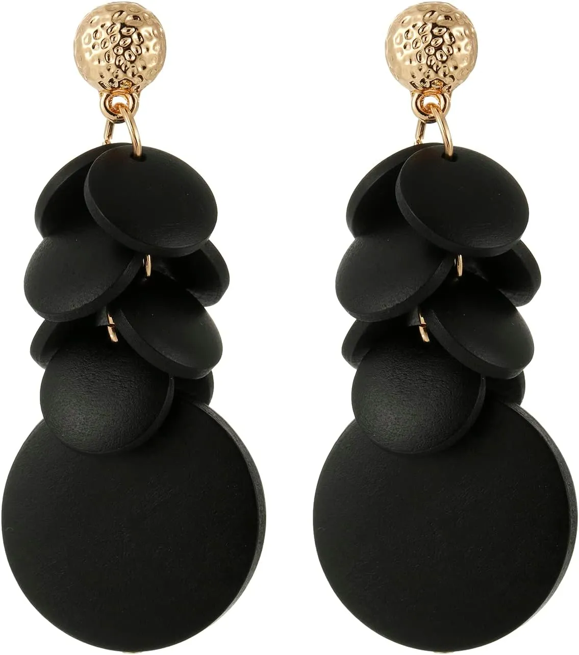 Colorful Layered Wooden Earrings, Bohemian Dangle Drop Earrings for Women