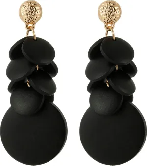 Colorful Layered Wooden Earrings, Bohemian Dangle Drop Earrings for Women