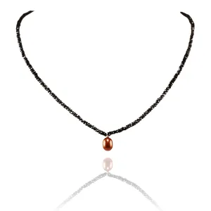 Copper Freshwater Pearl & Spinel Drop Necklace