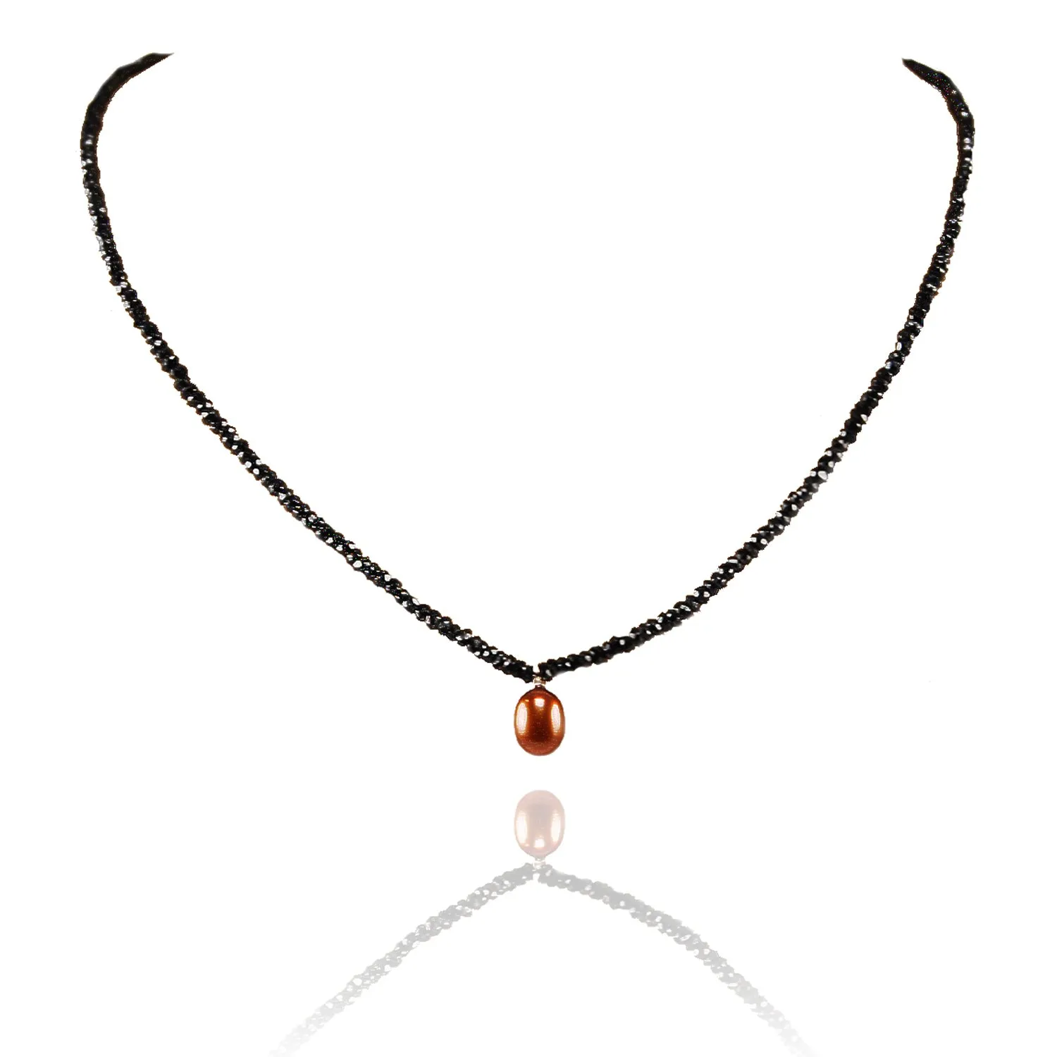 Copper Freshwater Pearl & Spinel Drop Necklace