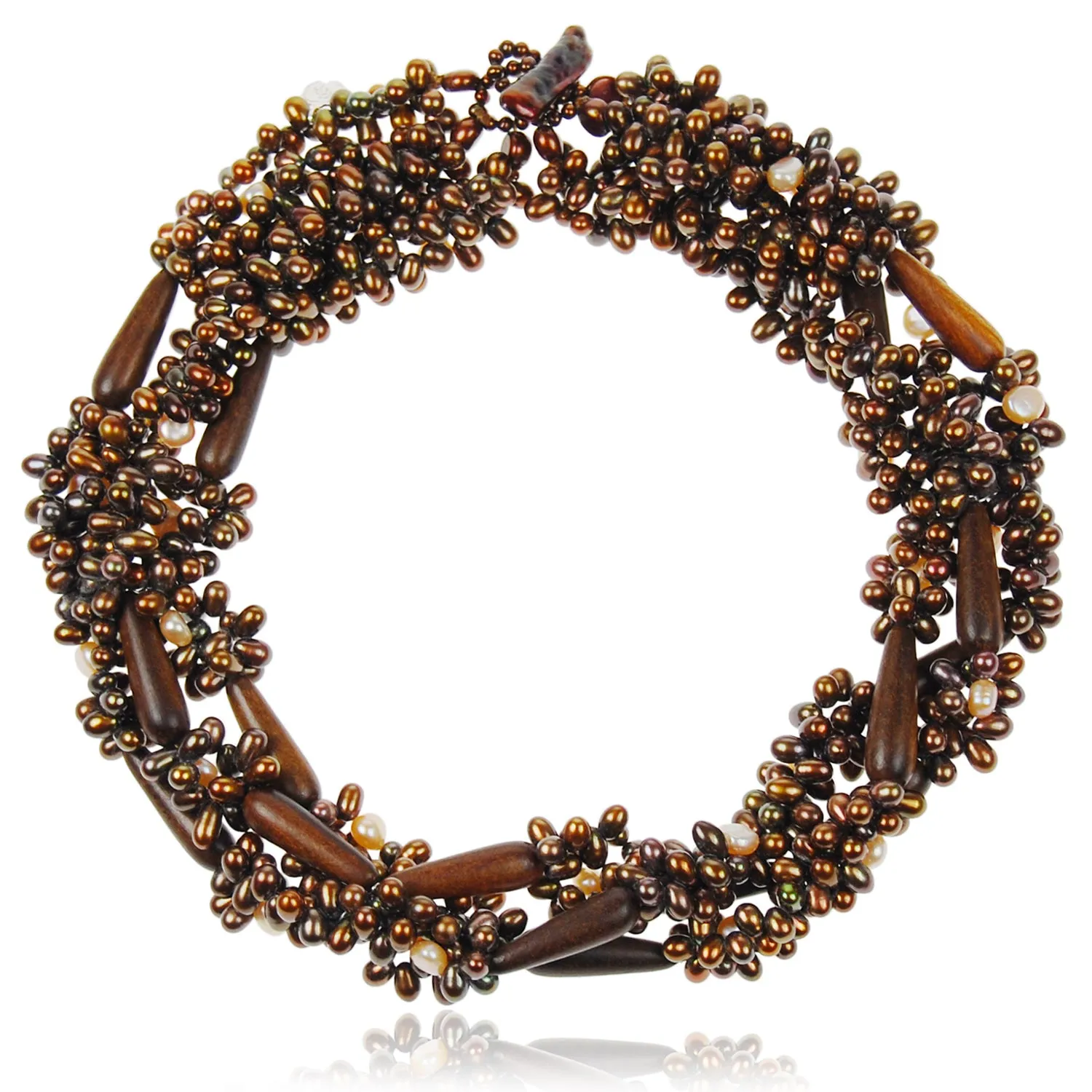 Copper Freshwater Pearl & Wood Choker