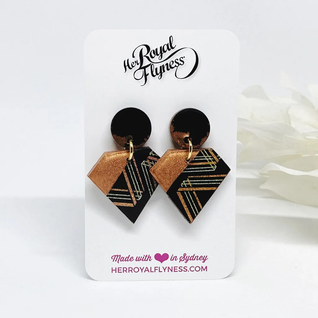 Copper Gold Diamond Earrings