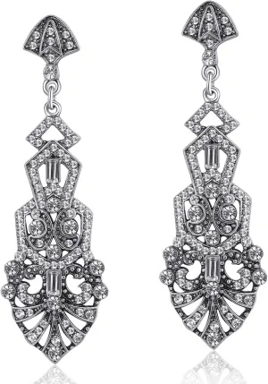 Coucoland 1920s Flapper Earrings Roaring 20s Great Gatsby Rhinestone Earrings