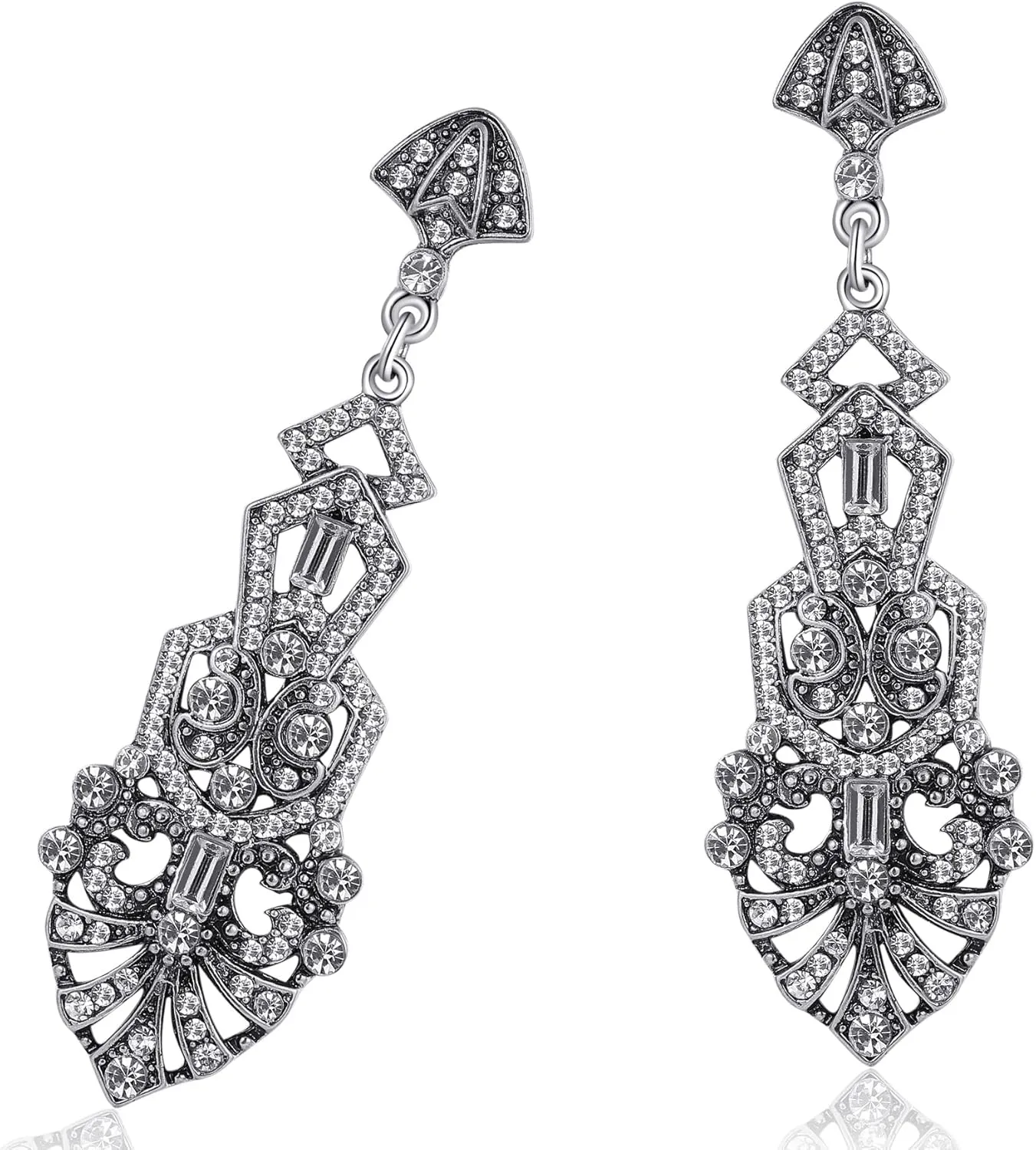Coucoland 1920s Flapper Earrings Roaring 20s Great Gatsby Rhinestone Earrings