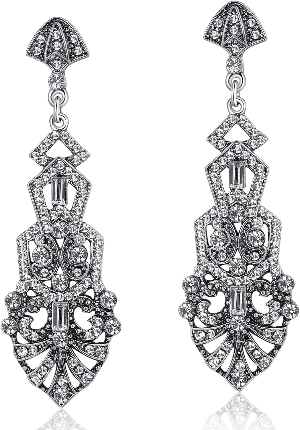Coucoland 1920s Flapper Earrings Roaring 20s Great Gatsby Rhinestone Earrings