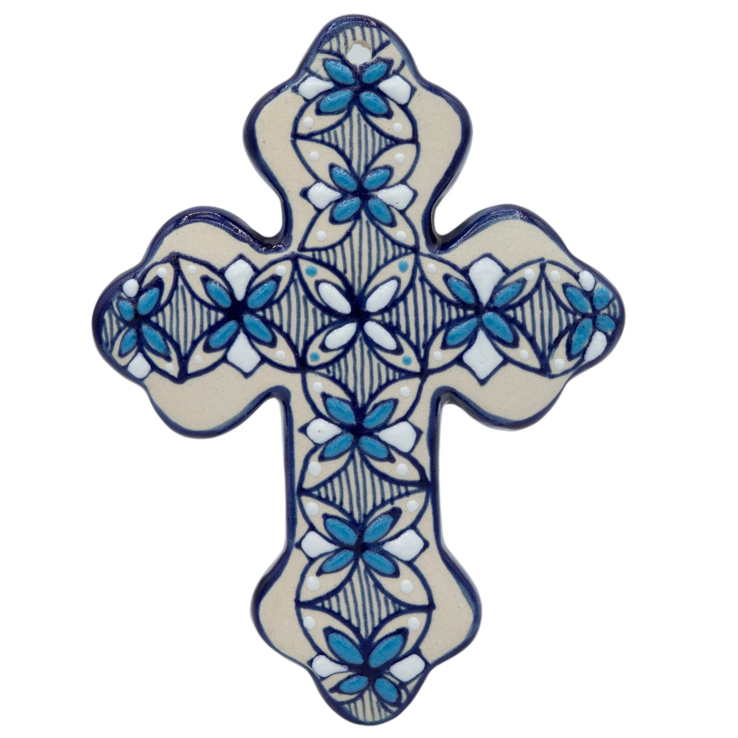 Coyoacán Hand-Painted Ceramic Small Wall Cross